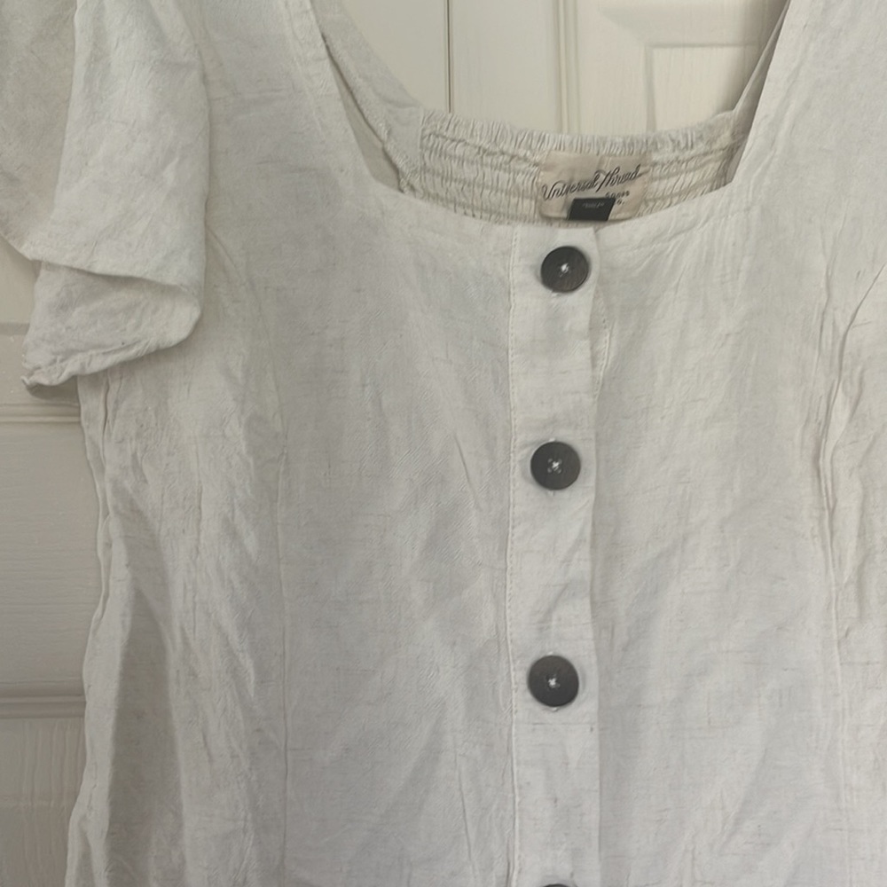 Universal Thread Ruffle Short Sleeve Button Down Blouse - Picture 2 of 3